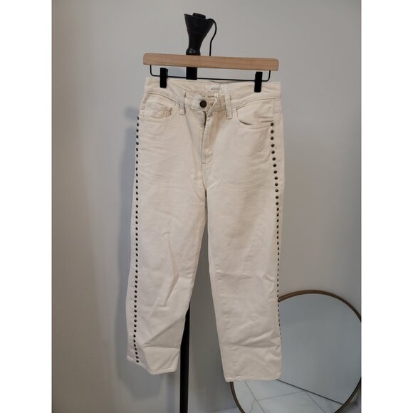 The Great. The STUDDED BILLY JEAN Women Sz 25 Natural Denim Ivory - Picture 1 of 7
